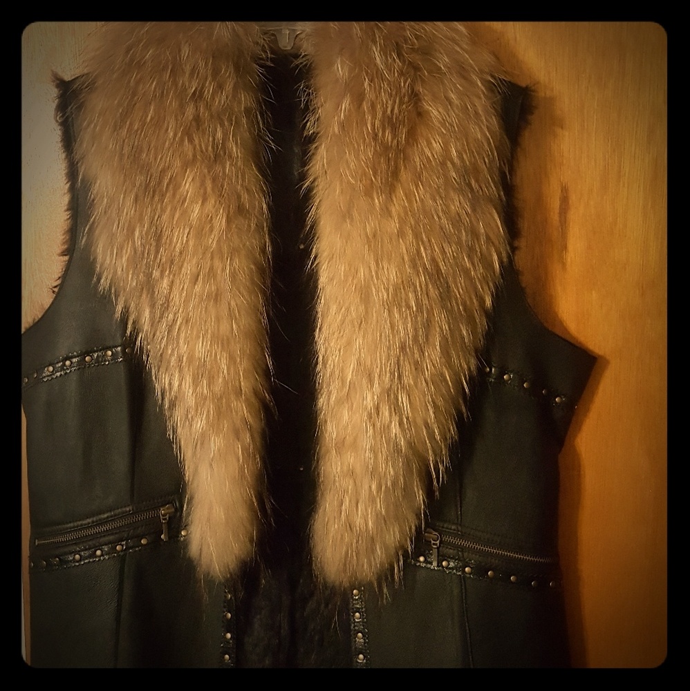 Fox Fur Collar Fur Lined Vest
